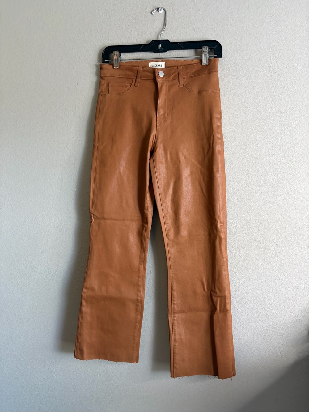 L’AGENCE Clayton Coated Cropped Wide-Leg Jean size 27